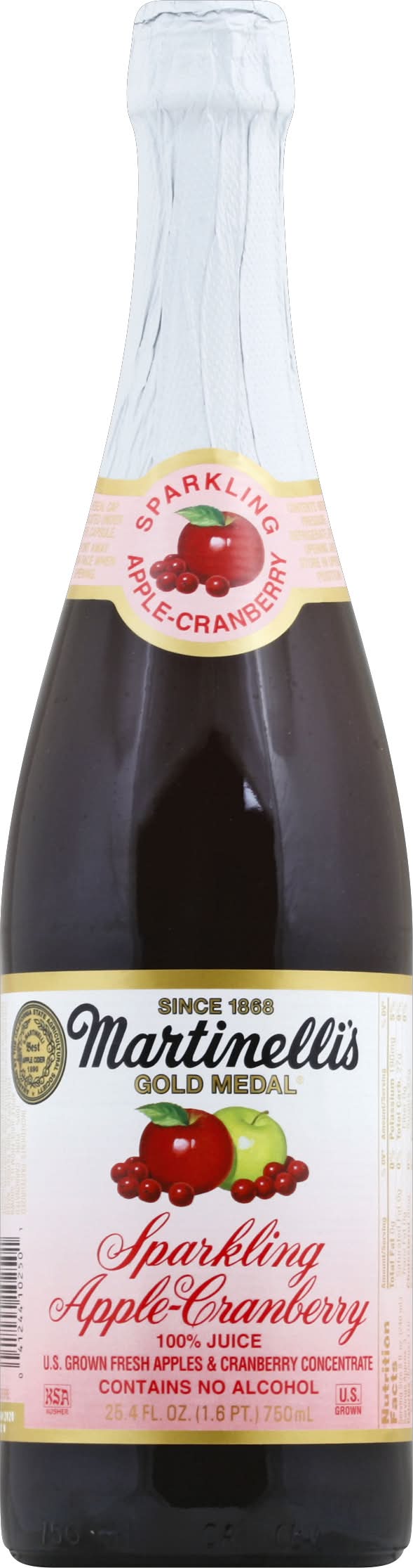 Martinelli's 100% Sparkling Juice, Apple-Cranberry (25.4 fl oz)