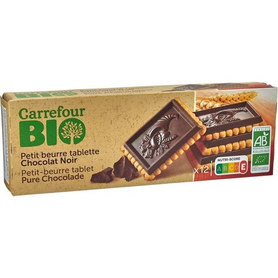 Carrefour Bio - Biscuits tablette chocolat noir (12 pièces)