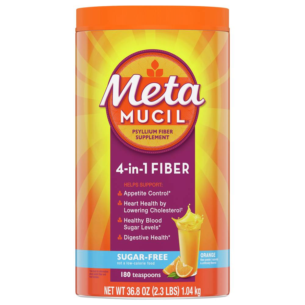 Metamucil Psyllium Fiber Supplement Orange Flavor Sugar Free Powder (2.3 lbs)