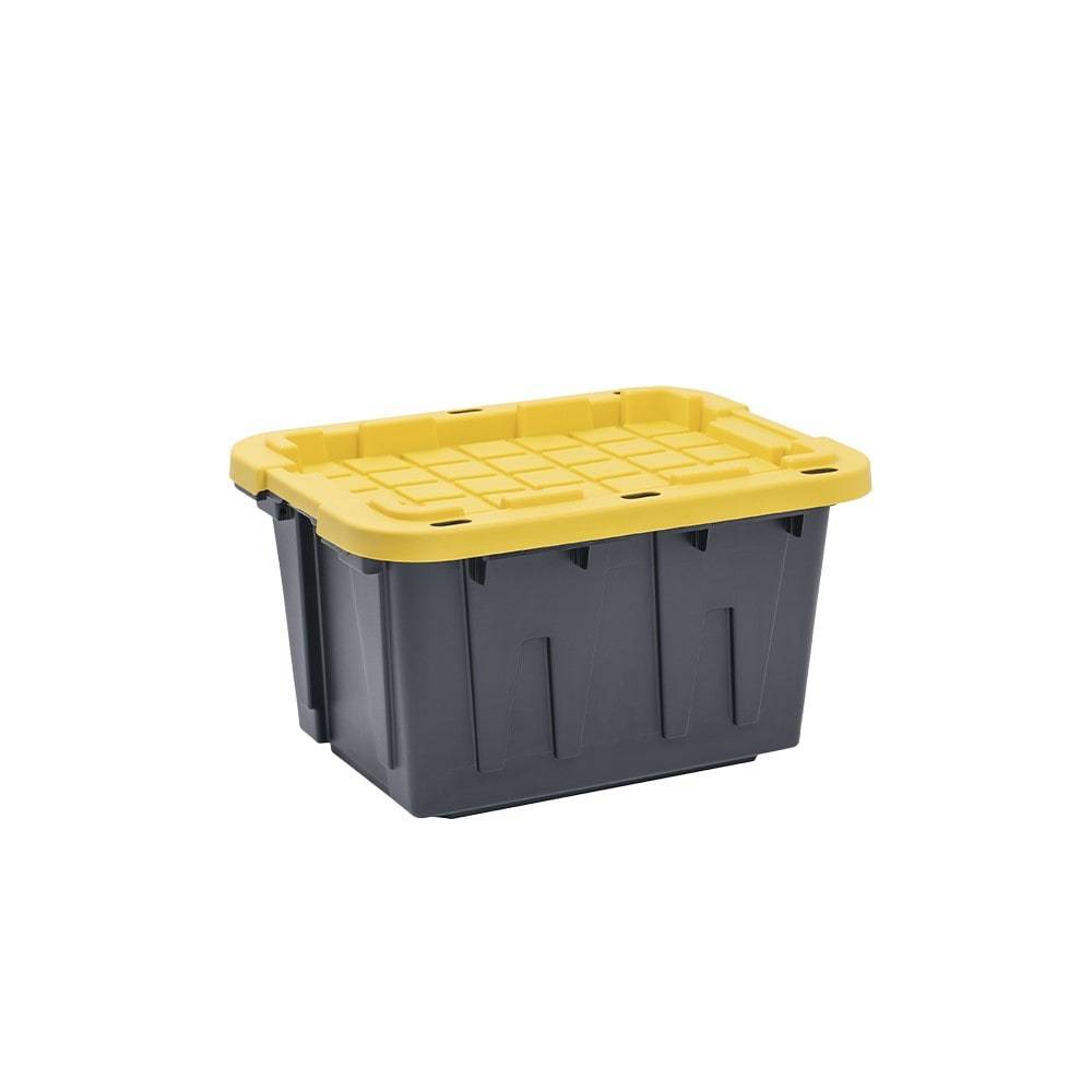 Project Source Commander Medium 12-Gallons (48-Quart) Black and Yellow Heavy Duty Tote with Standard Snap Lid | 479293