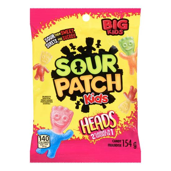 Sour Patch Kids Big Headz Candy, Gummy Candy, Sour Then Sweet (154 g)