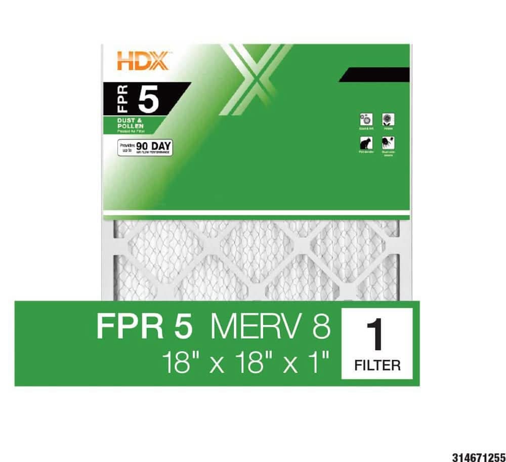 Hdx 18 In. X 18 In. X 1 In. Standard Pleated Air Filter Fpr 5, Merv 8