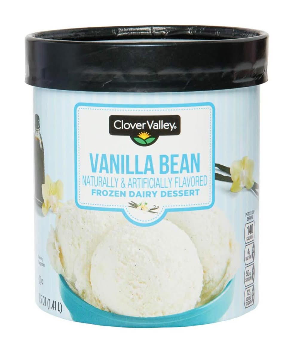 Clover Valley Frozen Dairy Dessert, Vanilla Bean (1.5 qt)