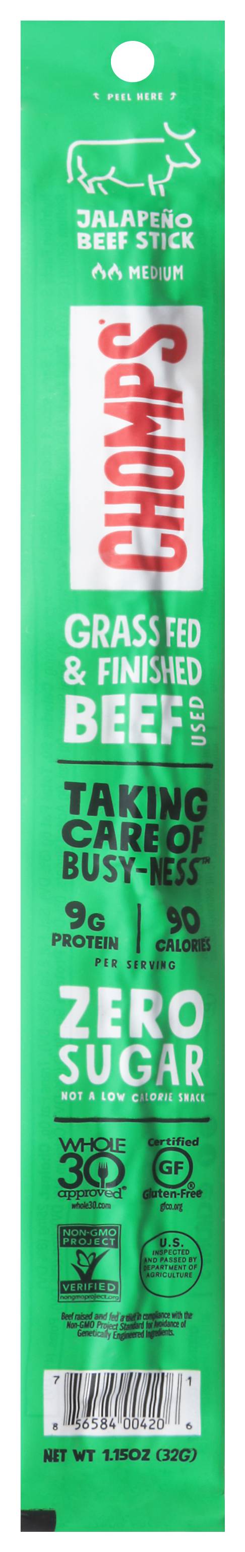 Chomps Jerky Snack Sticks, Jalapeno Beef (1.15 oz)