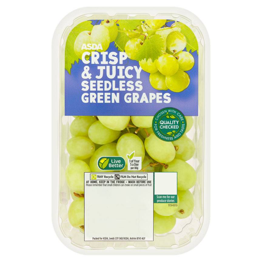 Asda Crisp & Juicy Seedless Green Grapes 500g