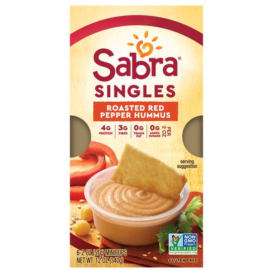 Sabra Roast Red Pepper Hummus Singles (6 x 2 oz)