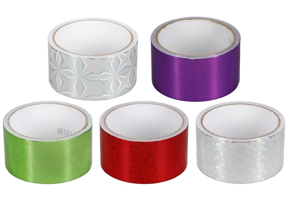 Tool Bench Hardware Colorful Reflective Duct Tape Rolls, 15 ft (5 ct)