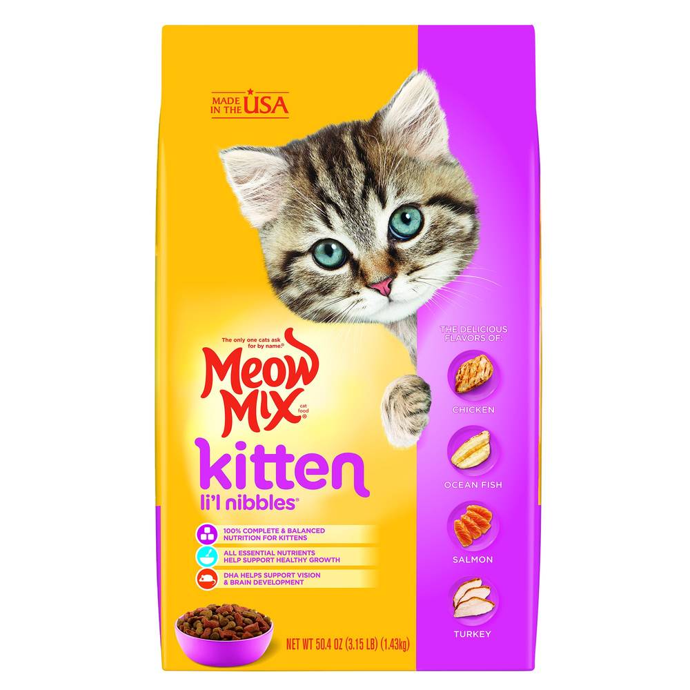 Meow Mix Kitten Li'l Nibbles Dry Cat Food, Assorted (50.4 oz)