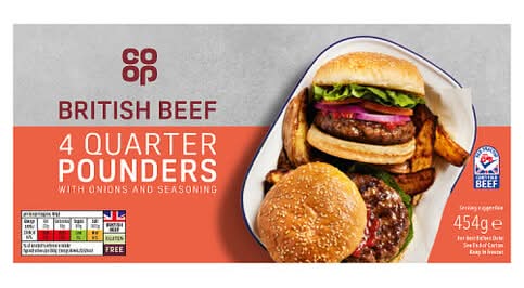 Co-op Beef, British Quarter Pounders Burger (4 pack)
