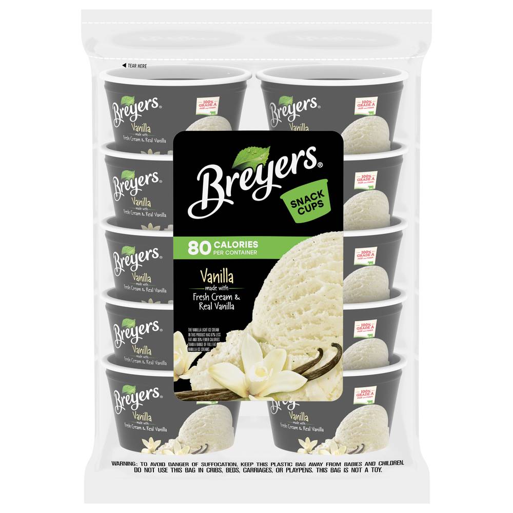 Breyers Natural Vanilla Ice Cream Snack Cups (10 x 3 fl oz)