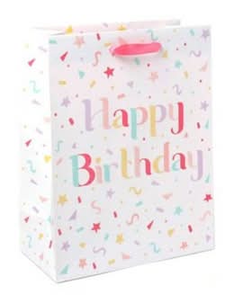 Spritz Birthday Gift Bag With Glitter, M 12.75x10 In, Assorted