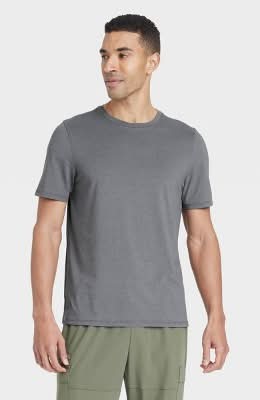 Men's Short Sleeve Performance T-Shirt - All In Motion™ Heather Gray XL: Recycled Polyester, Spandex,Moisture Wicking, Quick Drying, Jersey