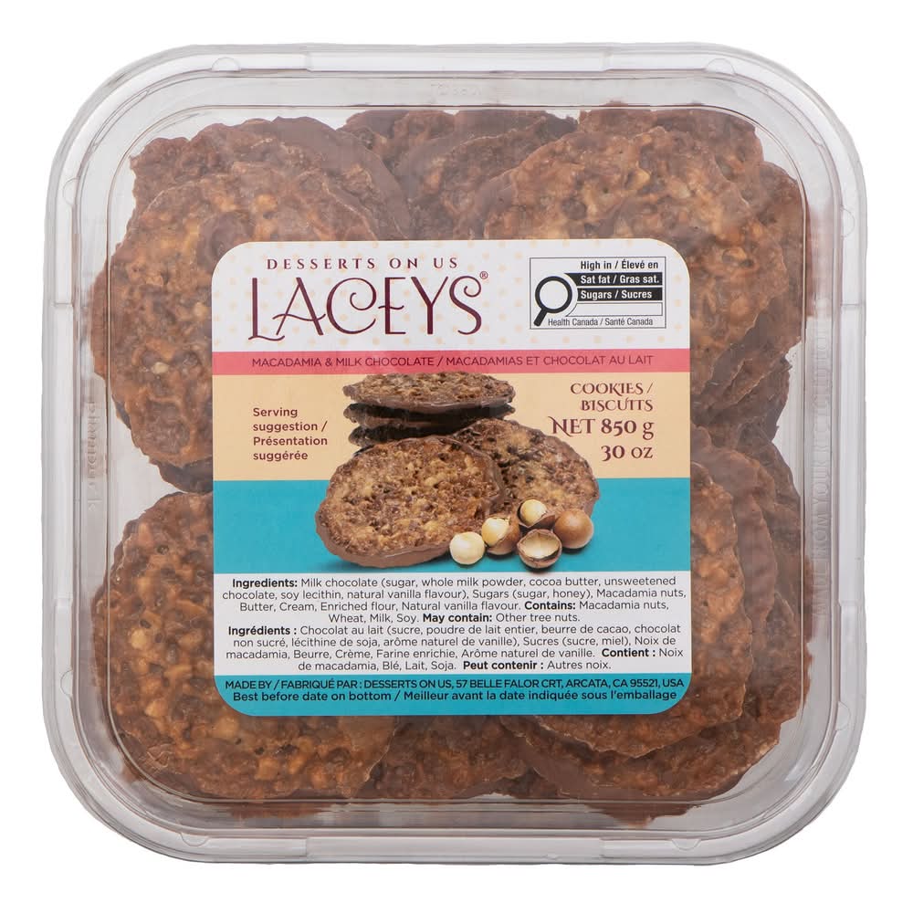 Laceys - Biscuits Macadamia Et Chocolat Au Lait, 850 G / Laceys Macadamia & Milk Chocolate Cookies, 850 G
