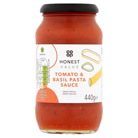 Co-Op Honest Value Tomato & Basil Pasta Sauce (440g)