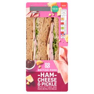 Co-op Ham Cheese & Pickle with Lettuce and Mayo on Malted Bread