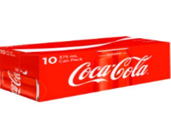 Coca-Cola Classic Soft Drink Multipack Cans 375mL (10 Pack)