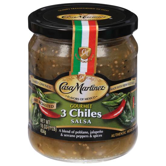 Casa Martinez Medium Fire Roasted Gourmet 3 Chiles Salsa