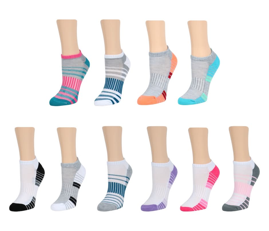 Juncture Ladies Colorful Low Cut Sport Socks, 2 Pair Packs