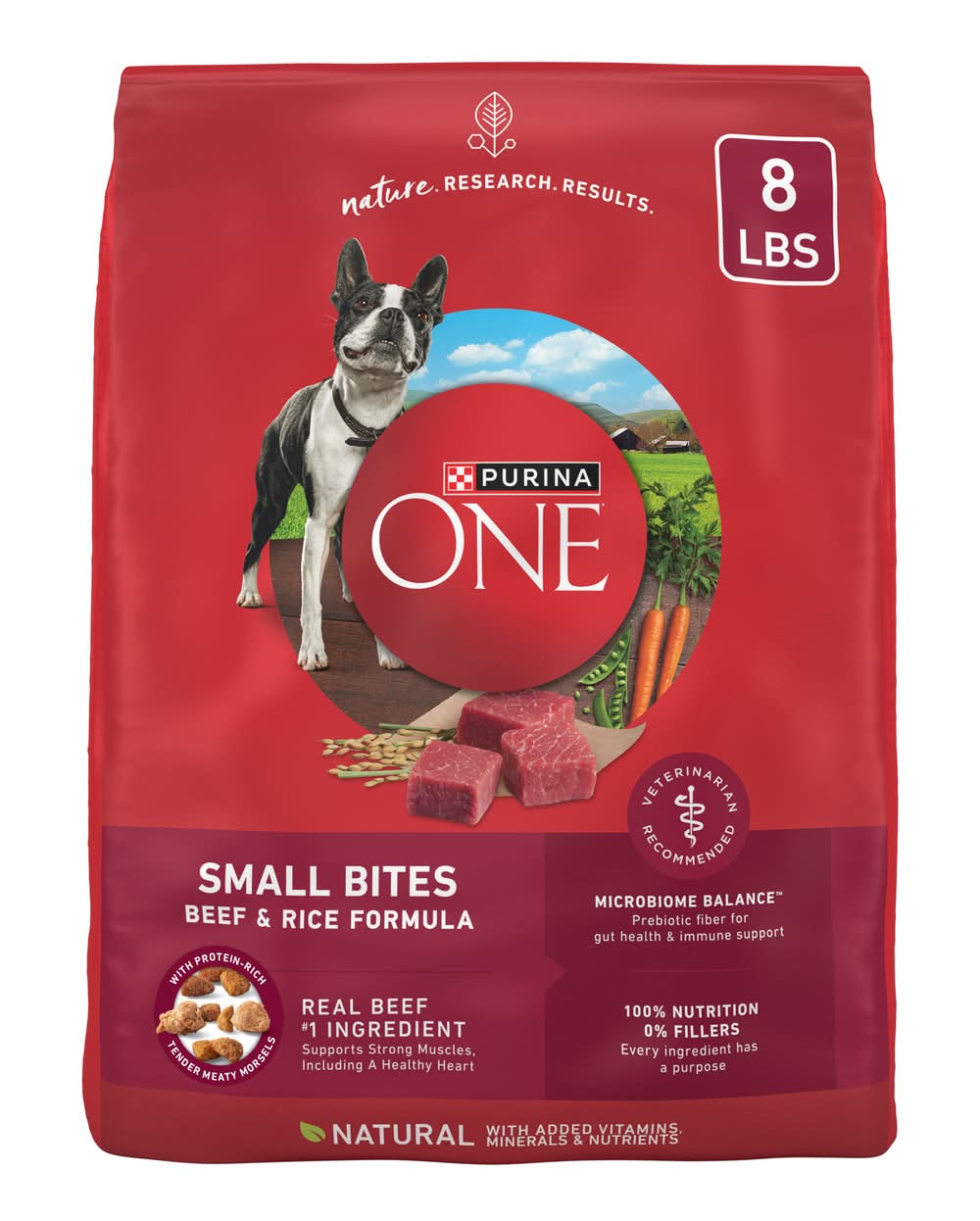 Purina One Natural Small Bites Dry Dog Food, Beef & Rice, Adult (8 lbs)