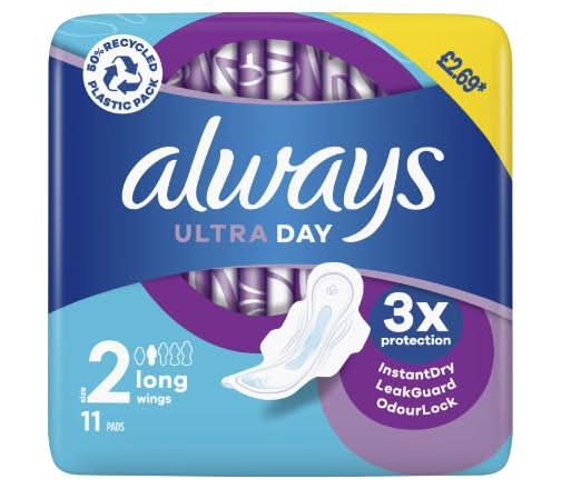 Always Ultra Day Sanitary Towels Long (Size 2) Wings 11 Pads