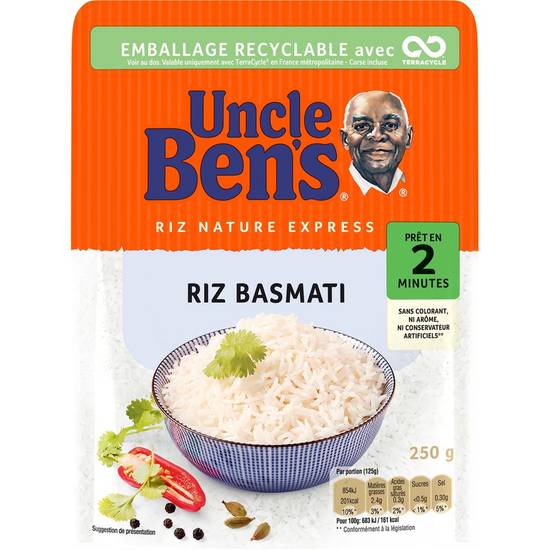 Riz basmati nature express Uncle ben's 250g