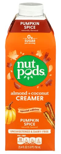 Nutpods Pumpkin Spice Almond + Coconut Unsweetened & Dairy-Free Creamer