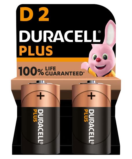 Duracell D, Plus Alkaline Batteries (2 pack)