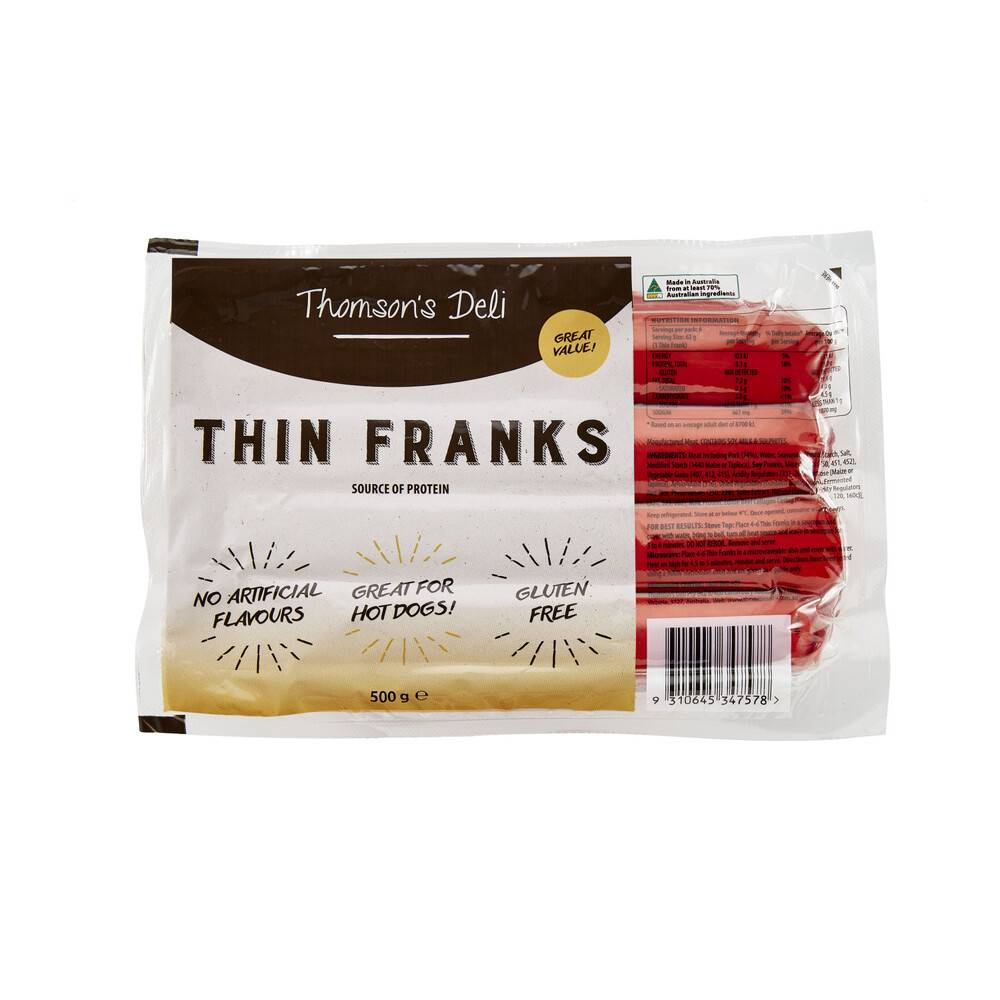 Thomson's Deli Thin Franks 500g
