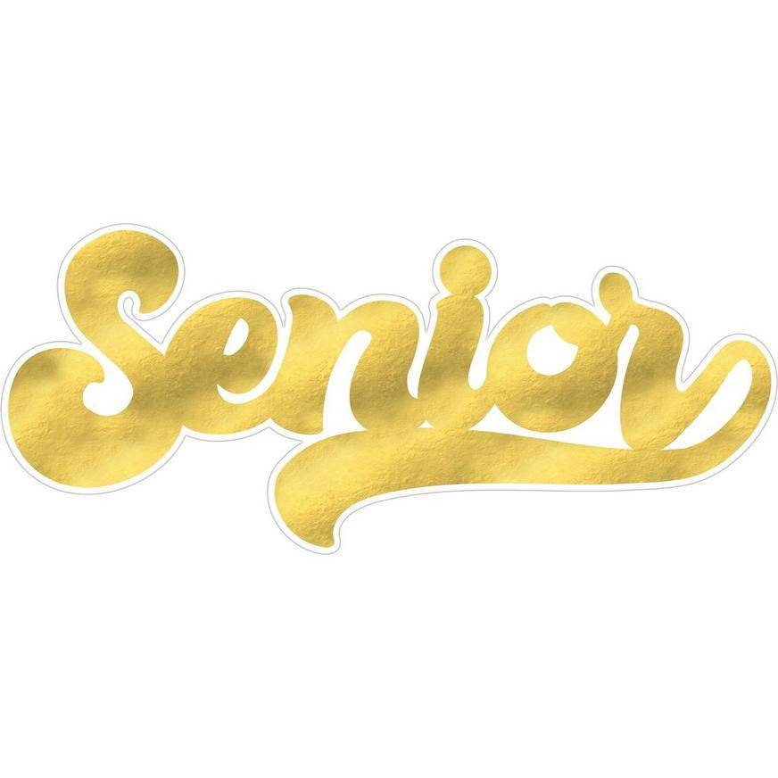 Metallic Gold Senior Graduation Cardstock Cutout, 27in x 11.7in