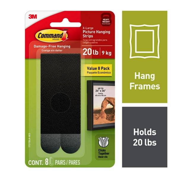 Command Black Picture Hanging Strips Xl Value pack