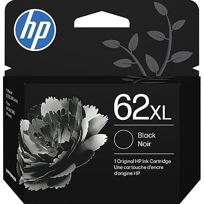 HP 62XL Black High Yield Ink Cartridge, Prints Up to 600 Pages (C2P05AN#140)