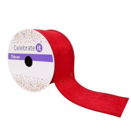 Celebrate It Velvet Wired Ribbon, Red