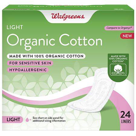 Walgreens Organic Cotton Panty Liners - 24.0 ea