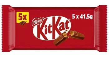 Barritas de galleta crujiente cubiertas de chocolate con leche Nestlé Kit Kat 5 ud.