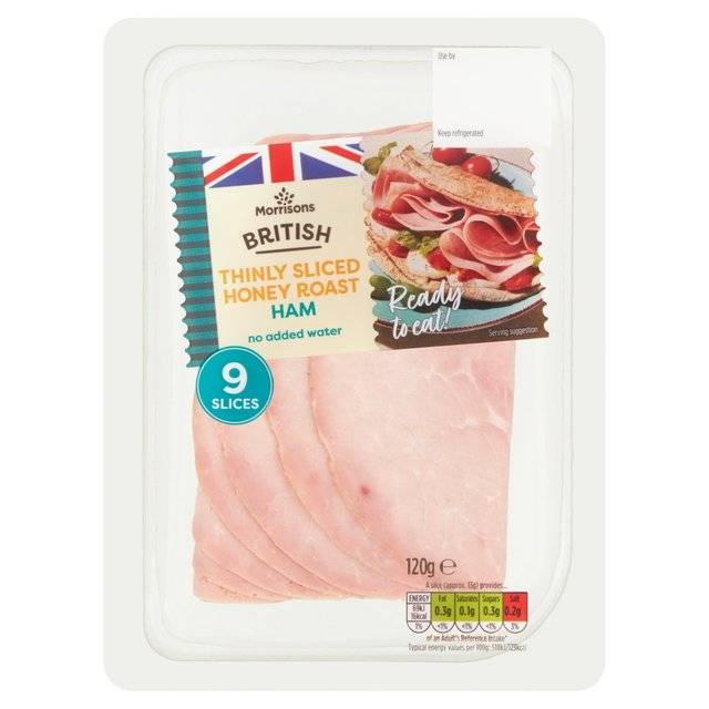 MORRISONS BRITISH THINLY SLICED COOKED HAM 120G