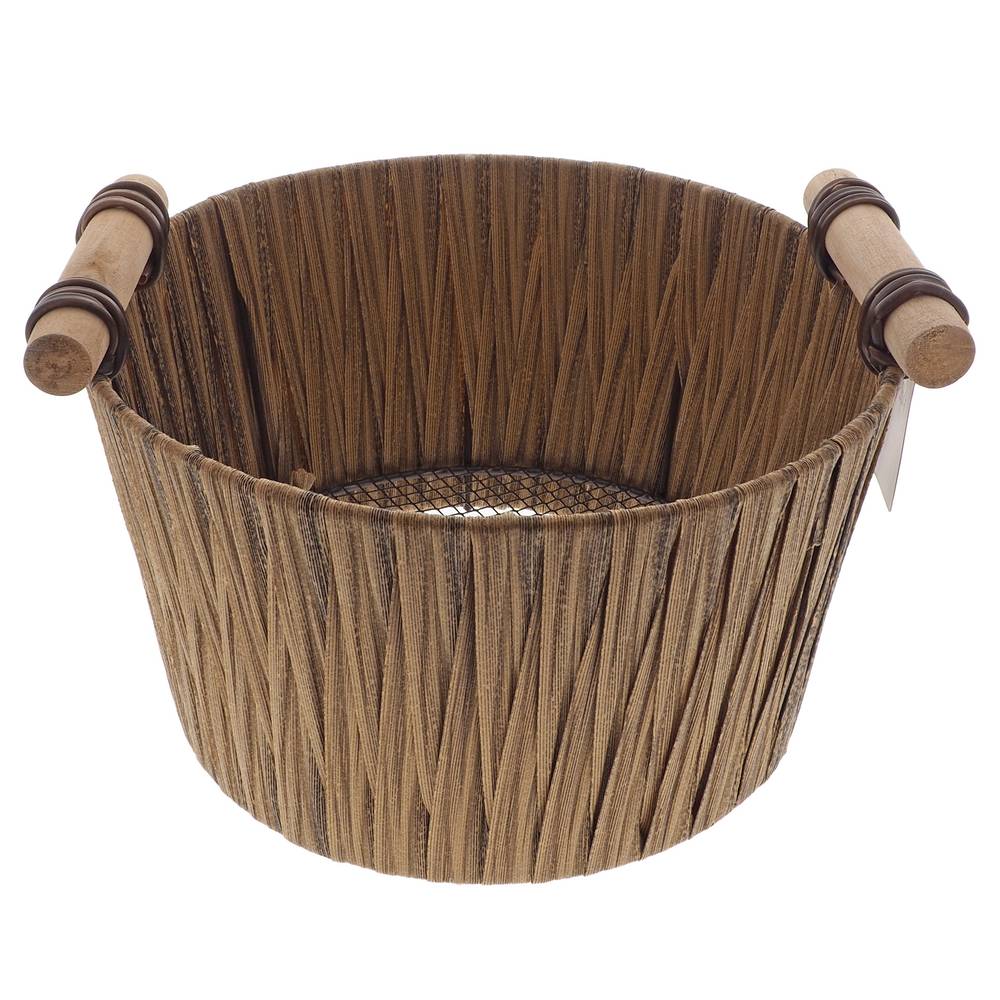 Wired Basket With Wood Handles