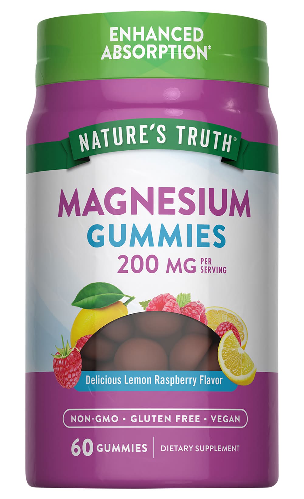 Nature's Truth Natural Lemon Raspberry Flavor Magnesium Gummies 200 mg (8 oz)