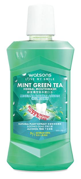 屈臣氏綠茶薄荷草本漱口水500ml