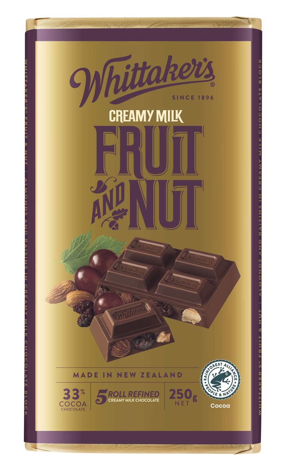 Whittaker's Creamy Milk Chocolates, Fruit and Nut (250g, 5 pack)
