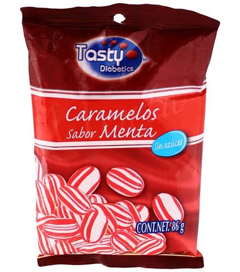 Tasty Diabetics · Caramelo macizo sabor menta sin azúcar (86 g)