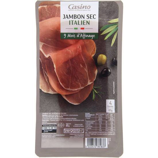 Jambon sec italien - 4 tranches 65g CASINO