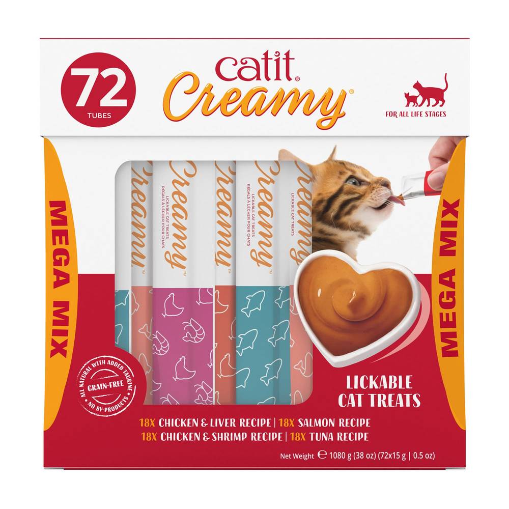Catit Creamy Lickable Cat Treats Mega Mix, 72-count