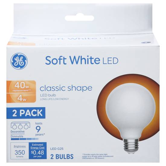 General Electric Classic Shape Soft White Decorative Led Light Bulbs (2 ct)