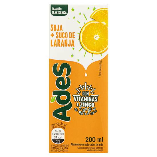 Ades bebida vegetal à base de soja sabor laranja (200 ml)