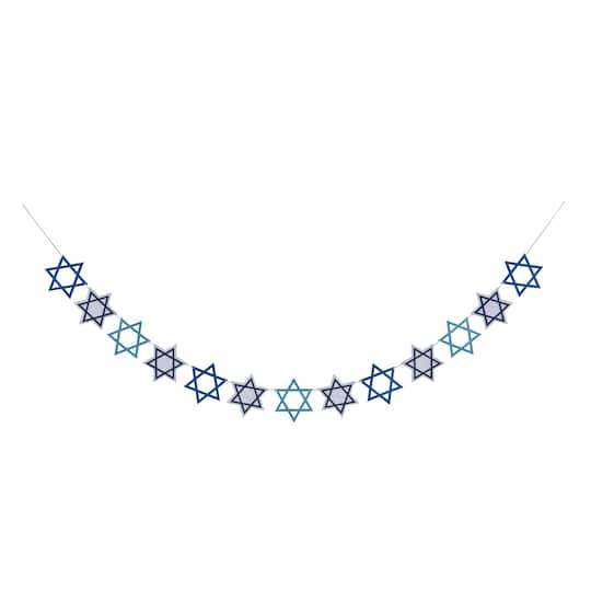 6Ft. Blue Star Of David Felt Hanukkah Garland By Ashland