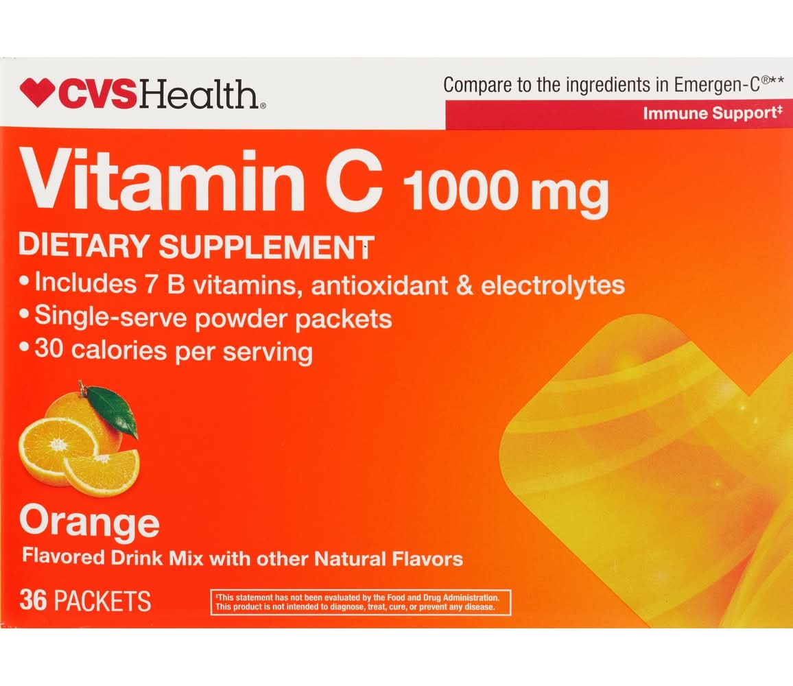 CVS Health Immune Support Vitamin C Dietary Supplement Drink Mix 1000 mg, Orange (36 ct)