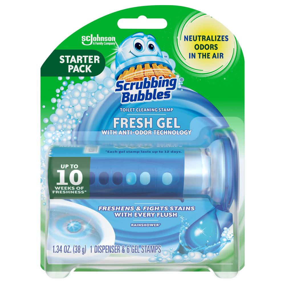 Scrubbing Bubbles Toilet Cleaning Stamp Fresh Gel, Rainshower (1.34 oz)