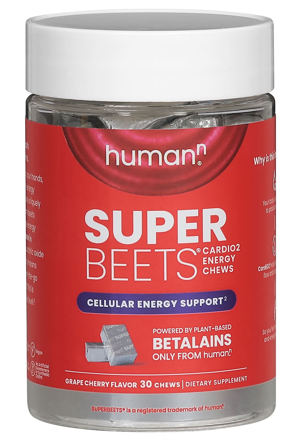 HumanN Super Beets Cardio Energy Chews, Grape Cherry (30 ct)