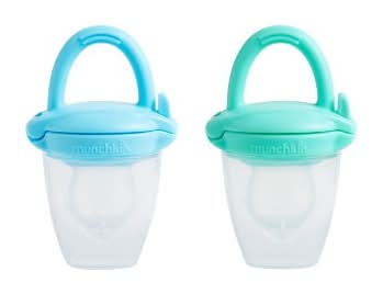 Munchkin 4M+ Silicone Baby Food Feeder, Blue-Mint (2 ct)