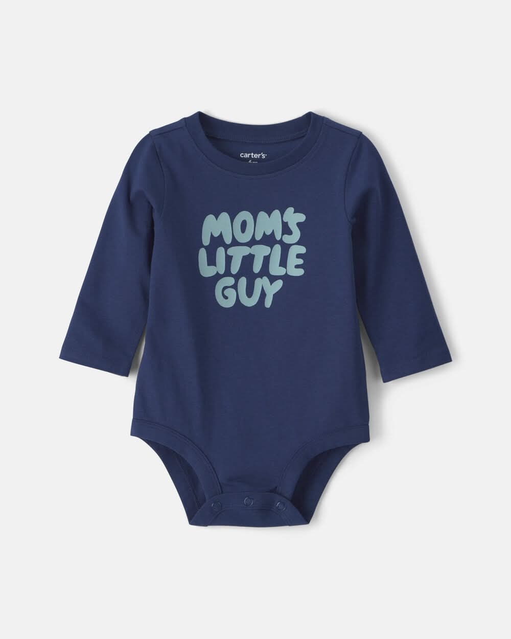 Baby Boy 'Mom's Little Guy' Long-Sleeve Graphic Bodysuit - Navy Blue - 18M